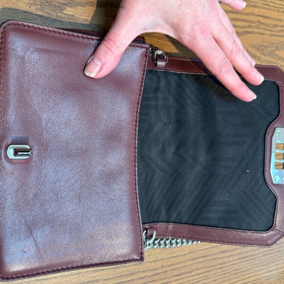 Rebecca Minkoff Love Crossbody Quilted Leather Burgundy Silver Chain - Picture 6 of 9